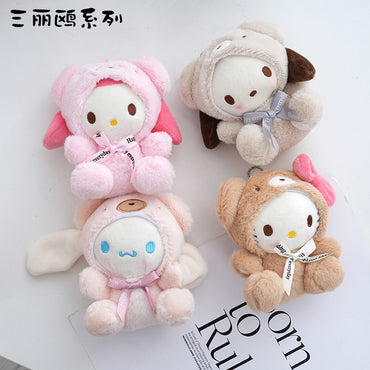 Kawaii Sanrio Bear Hoodie Plush Keychain – Cute Hello Kitty, My Melody & Cinnamoroll Soft Toy Bag Charm Keyring