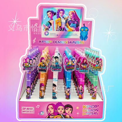 K-POP Demon Hunters Gel Pen Set (Pack of 6) | Cute Korean Cartoon Anime Pens | Aesthetic Stationery for School, College & Gifts