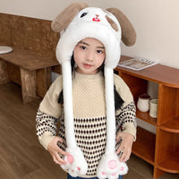 Kawaii Animal Ear Winter Hat with Moving Paws for Kids – Plush Warm Cartoon Cap | Bunny, Panda, Cat & Bear Designs