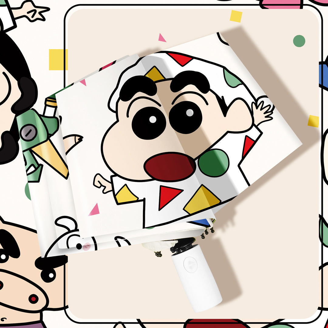 Shinchan Cartoon Folding Umbrella – Cute Anime UV Protection Umbrella for Kids & Adults | Portable Windproof Sun & Rain Umbrella