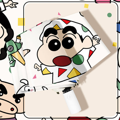 Shinchan Cartoon Folding Umbrella – Cute Anime UV Protection Umbrella for Kids & Adults | Portable Windproof Sun & Rain Umbrella