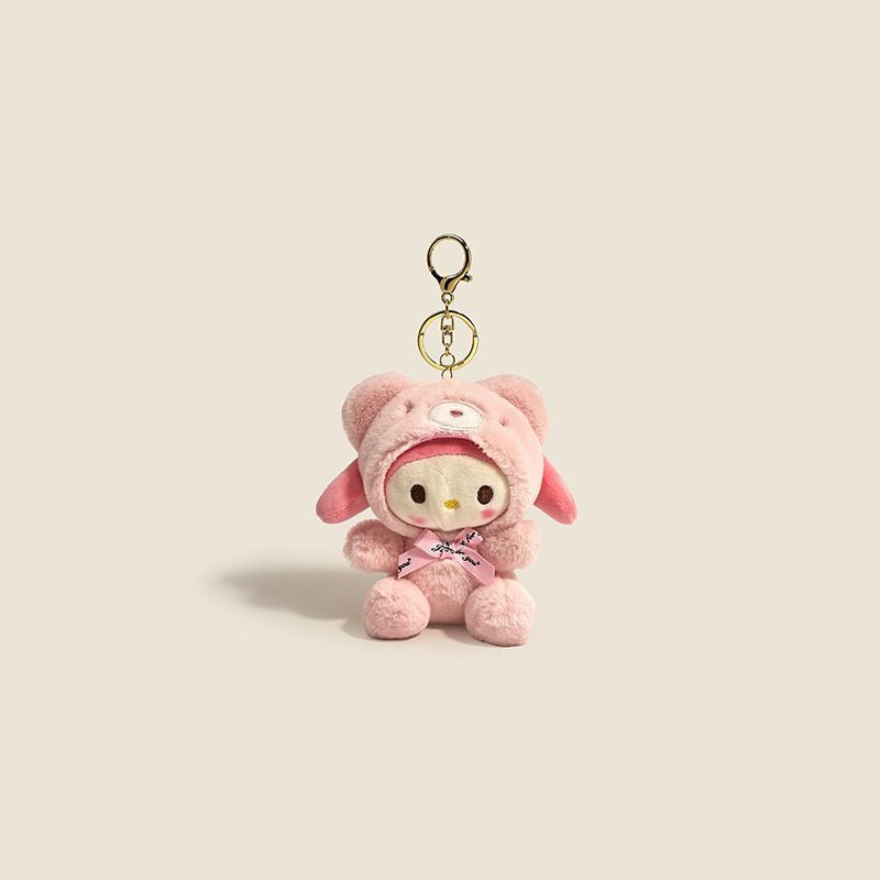 Kawaii Sanrio Bear Hoodie Plush Keychain – Cute Hello Kitty, My Melody & Cinnamoroll Soft Toy Bag Charm Keyring