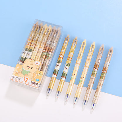 Kawaii 0.5mm Erasable Gel Pen Set (12 PCS) – Cute Cartoon Blue Ink Pens for School, Office & Journaling