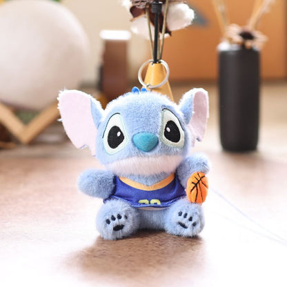 Kawaii Sports Alien Plush Keychain Toy – Mini Blue Cute Stuffed Doll Bag Charm | Basketball & Football Variants (14.5cm)