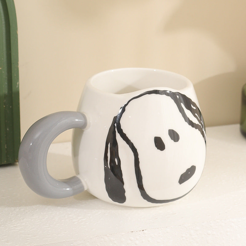 Snoopy Ceramic Mug (Single PC) – Peanuts Cartoon Coffee Mug for Kids & Adults | Cute Lucy & Snoopy Printed Cup | Aesthetic Milk Mug Gift