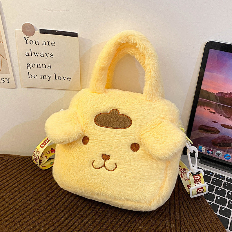 Kawaii Plush Cartoon Character Handbag for Girls – Cute Furry Crossbody Bag | Sanrio & Cartoon Style Shoulder Bag