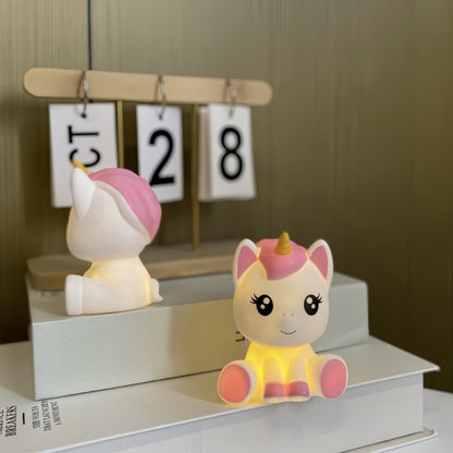 Cute Unicorn Vinyl LED Night Lamp – Button Operated Mini Bedside Light