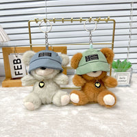 Cute Teddy Bear Plush Keychain with Hat – Kawaii Soft Toy Keyring for Bags, Keys & Gifts