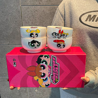 Powerpuff Girls Ceramic Bowl Set of 4 | Cartoon Network Official | Cute Kawaii Kids Soup, Rice & Snack Bowls