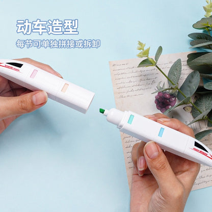 6-in-1 Modular Building Block Highlighter Pen Set | Stackable Multi Color Highlighter Marker | Kawaii Creative Study Stationery for School, College & Office