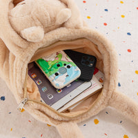 Kawaii Plush Bear Tote Bag for Girls | Soft Cute Teddy Shoulder Handbag for Daily Use