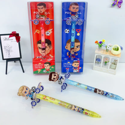 Pack of 4 Football Cartoon Skateboard Gel Pens | Cute Soccer Character Roller Skate Pens | 0.5mm Black Ink Writing Pens for Kids | Fancy School Stationery | Return Gift Pen Set