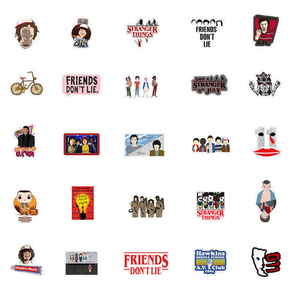 Stranger Things Sticker Pack (50 PCS) | Waterproof Vinyl Stickers | Netflix Series Aesthetic Decals for Laptop, Phone, Bottle, Diary & Scrapbook