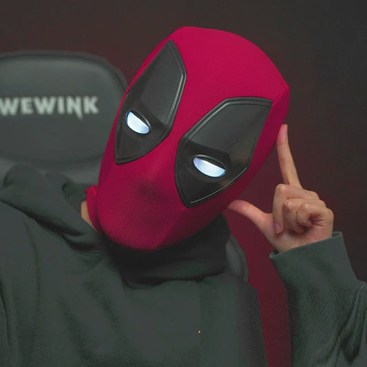 Deadpool LED Cosplay Mask with Remote Control Moving Eyes | Wearable Marvel-Inspired Full Face Mask | Light-Up Cosplay Helmet for Halloween, Comic Con & Collectors
