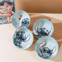 Stitch Bowl Set of 4 with Gift Box – Cute Cartoon Ceramic Snack & Dessert Bowls | Disney Stitch Kitchen Set for Kids & Gifts