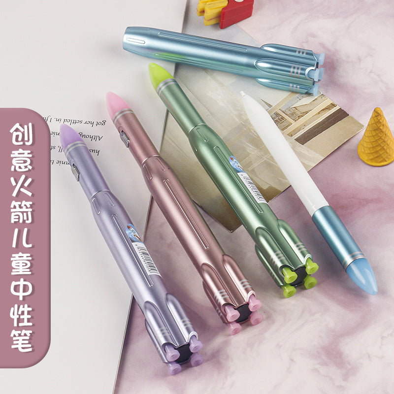 Rocket Shape LED Light Ball Pen | Cute Retractable Fancy Pen for Kids & Students