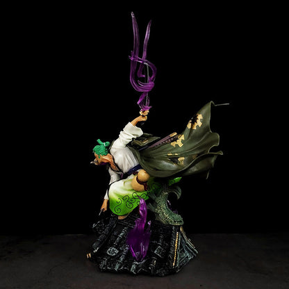Roronoa Zoro Three Sword Style Anime Action Figure with Purple Aura Effect – 22 CM One Piece Collectible Statue | Premium Printed Box Packing
