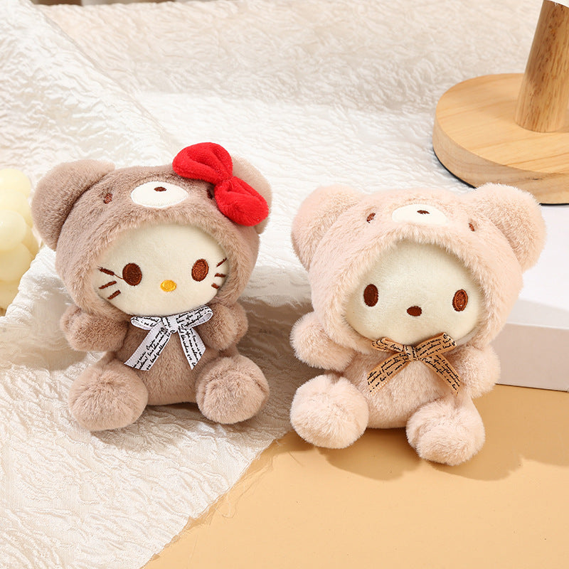 Kawaii Sanrio Bear Hoodie Plush Keychain – Cute Hello Kitty, My Melody & Cinnamoroll Soft Toy Bag Charm Keyring