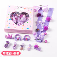 18-Piece Cute Hair Accessories Hamper for Girls | Bow Clips, Hair Bands & Pom Pom Clips | Kawaii Kids Hair Accessories Gift Set