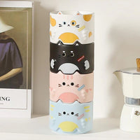 Kawaii Cat Face Ceramic Mug – Cute Cartoon Coffee & Tea Mug | Stackable Aesthetic Mug for Home & Office