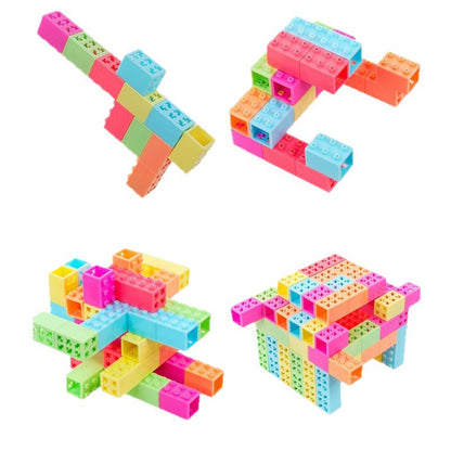 Kawaii Building Block Mini Highlighter Pen Set of 6 | Brick Stackable Highlighter Markers | Cute Pastel Color Marker Pens for School, Office, Journaling & Study Supplies