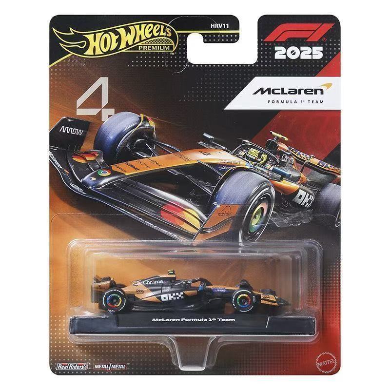 Hot Wheels Premium Formula 1 Die-Cast Cars Pack of 5 – 1:64 Scale F1 2025 Collection (McLaren, Mercedes AMG Petronas, Haas, Visa Cash App RB)