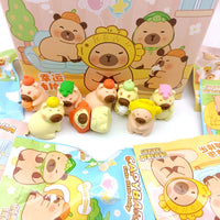 Capybara Cute Little Baby Blind Pouch Erasers – Pack of 6 | Kawaii Cartoon Mini Erasers for Kids & Students