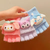 Kawaii Plush Flip-Cover Winter Gloves for Kids – Hello Kitty, Cinnamoroll, Kuromi & My Melody Designs