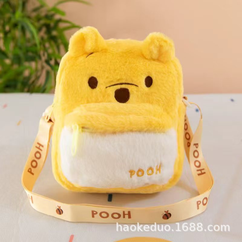 Stitch, Winnie the pooh, Nick, Judy,qiqi & Officer Leopard Cute Plush Sling Bag – Kawaii Cartoon Soft Crossbody Shoulder Bag for Kids & Girls