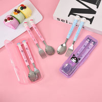 Sanrio Cute Cutlery Set with Case | Hello Kitty, Cinnamoroll, Kuromi & My Melody Fork & Spoon Set