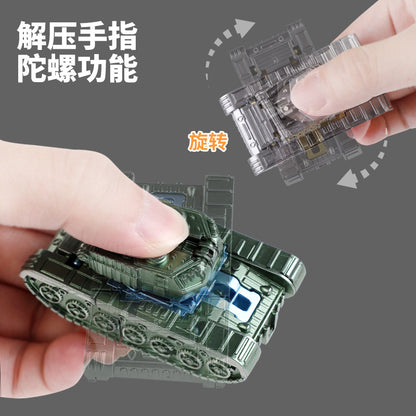 Transforming Tank Robot Spinner Toy | 2-in-1 Tank to Robot Fidget Toy | Finger Spin Decompression Toy | Mini Transformer Tank Toy for Kids & Adults | Stress Relief Desk Toy | Random Color