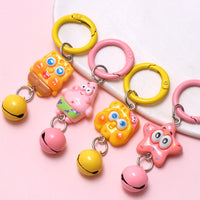 Kawaii SpongeBob & Patrick Keychain Set (3PCS) – Cute Cartoon Bag Charms with Jingle Bells for Kids & Girls