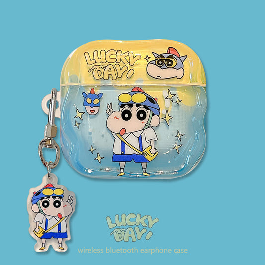 Shinchan AirPods Case with Keychain | Cute Cartoon Transparent Protective Cover for AirPods Pro 2 & Compatible Models