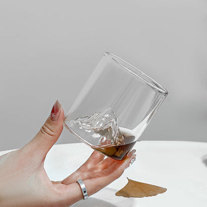 3D Mountain Whiskey Glass – Unique Crystal Clear Mountain Design Drinking Glass for Whiskey, Scotch & Cocktails