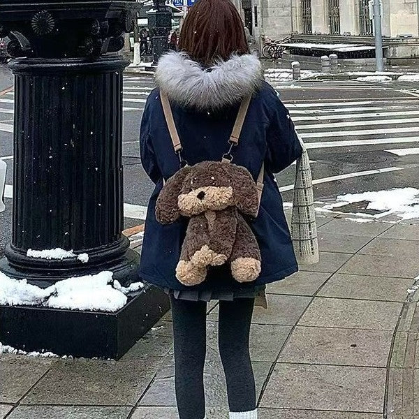 Kawaii Cute Plush Puppy Backpack Bag – Soft Teddy Dog Shoulder Bag for Girls & Kids | Kawaii Plush Animal Backpack Purse