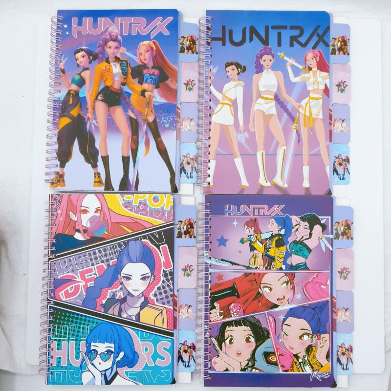 K-Pop Demon Hunter Spiral Diary | Anime Style K-Pop Girls Notebook with Tabs | Cute Korean Aesthetic Journal for School, College & Gifting