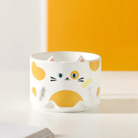 Kawaii Cat Face Ceramic Mug – Cute Cartoon Coffee & Tea Mug | Stackable Aesthetic Mug for Home & Office