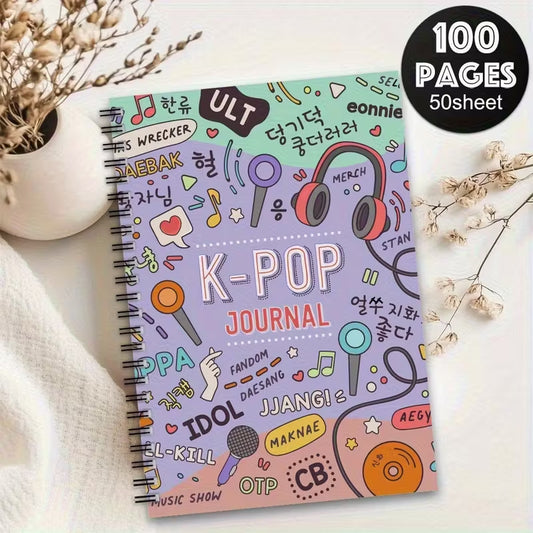 K-Pop Journal Spiral Notebook – 100 Pages Cute Korean Idol Diary | BTS, Blackpink Inspired Fan Notebook | A5 Aesthetic Kpop Stationery for Students & Fans