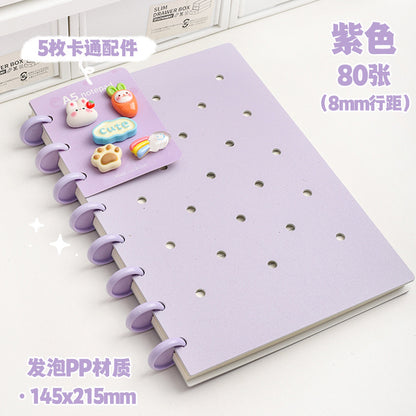 Kawaii DIY Loose-Leaf Notebook Binder – Cute Disc Bound Aesthetic Planner Journal with Decorative Charms