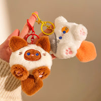 Kawaii Plush Cat Keychain – Cute Fluffy Kitty Bag Charm for Girls & Cat Lovers
