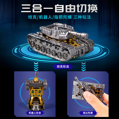 Transforming Tank Robot Spinner Toy | 2-in-1 Tank to Robot Fidget Toy | Finger Spin Decompression Toy | Mini Transformer Tank Toy for Kids & Adults | Stress Relief Desk Toy | Random Color