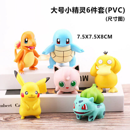 Pokemon Action Figure Set of 6 PVC Mini Collectible Toys – Pikachu, Charmander, Squirtle, Bulbasaur, Jigglypuff & Psyduck Anime Figurines for Kids, Desk Decor, Birthday Gift & Collectors
