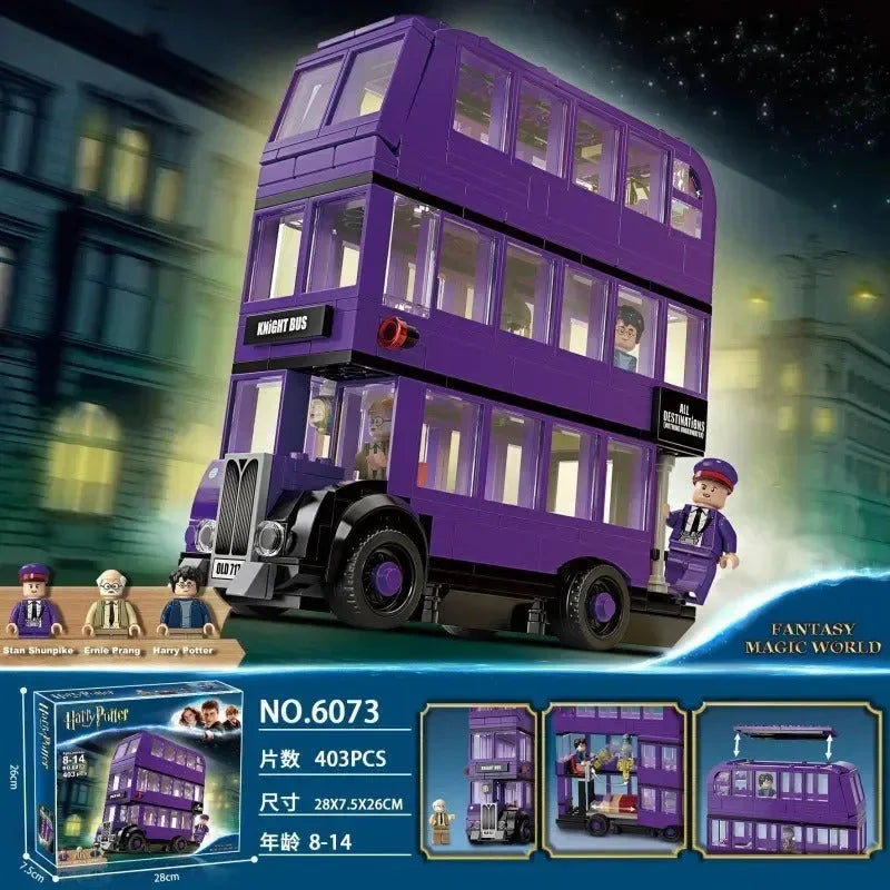 Harry Potter Knight Bus Building Block Set – Purple Triple Decker Magic Bus Toy | DIY Brick Model Kit for Kids & Collectors (8+ Age)