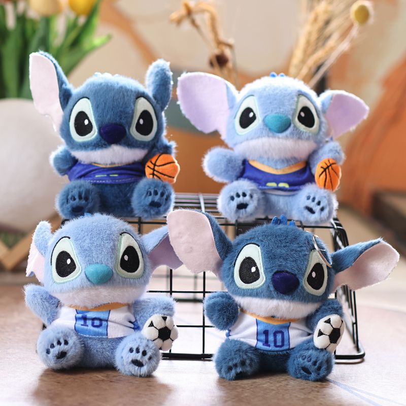 Kawaii Sports Alien Plush Keychain Toy – Mini Blue Cute Stuffed Doll Bag Charm | Basketball & Football Variants (14.5cm)