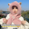 Kawaii Animal Ear Winter Hooded Scarf for Girls – Ultra Soft Plush 3-in-1 Hat, Scarf & Hood