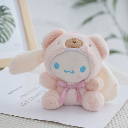 Kawaii Sanrio Bear Hoodie Plush Keychain – Cute Hello Kitty, My Melody & Cinnamoroll Soft Toy Bag Charm Keyring