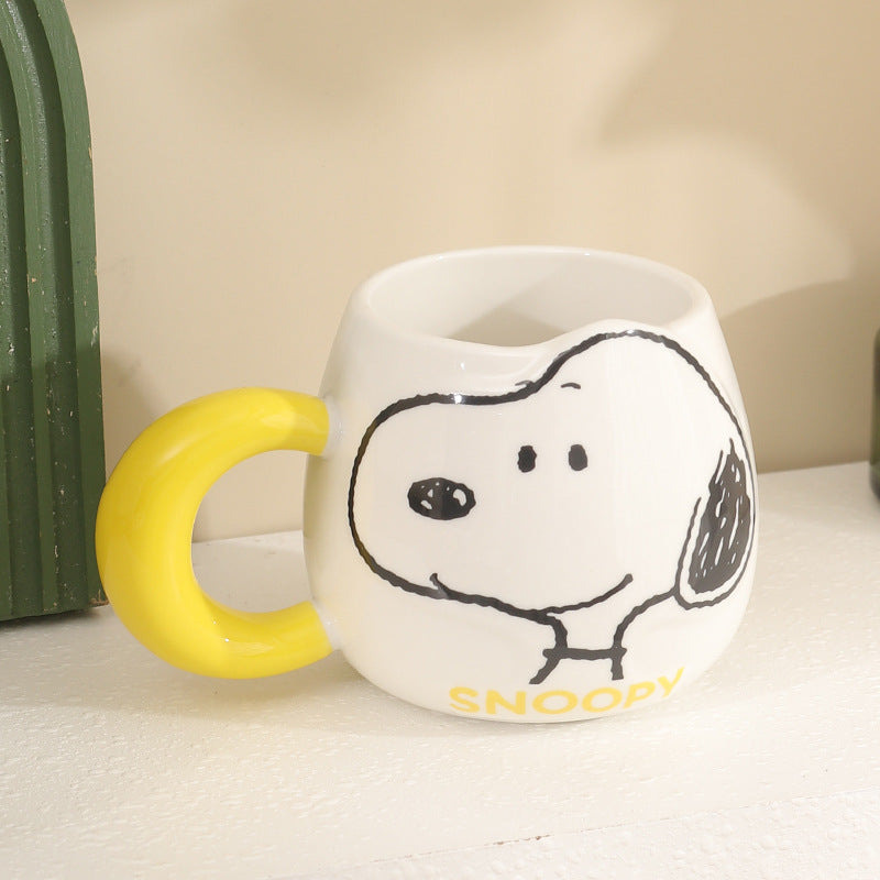 Snoopy Ceramic Mug (Single PC) – Peanuts Cartoon Coffee Mug for Kids & Adults | Cute Lucy & Snoopy Printed Cup | Aesthetic Milk Mug Gift