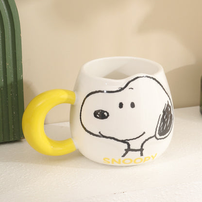 Snoopy Ceramic Mug (Single PC) – Peanuts Cartoon Coffee Mug for Kids & Adults | Cute Lucy & Snoopy Printed Cup | Aesthetic Milk Mug Gift