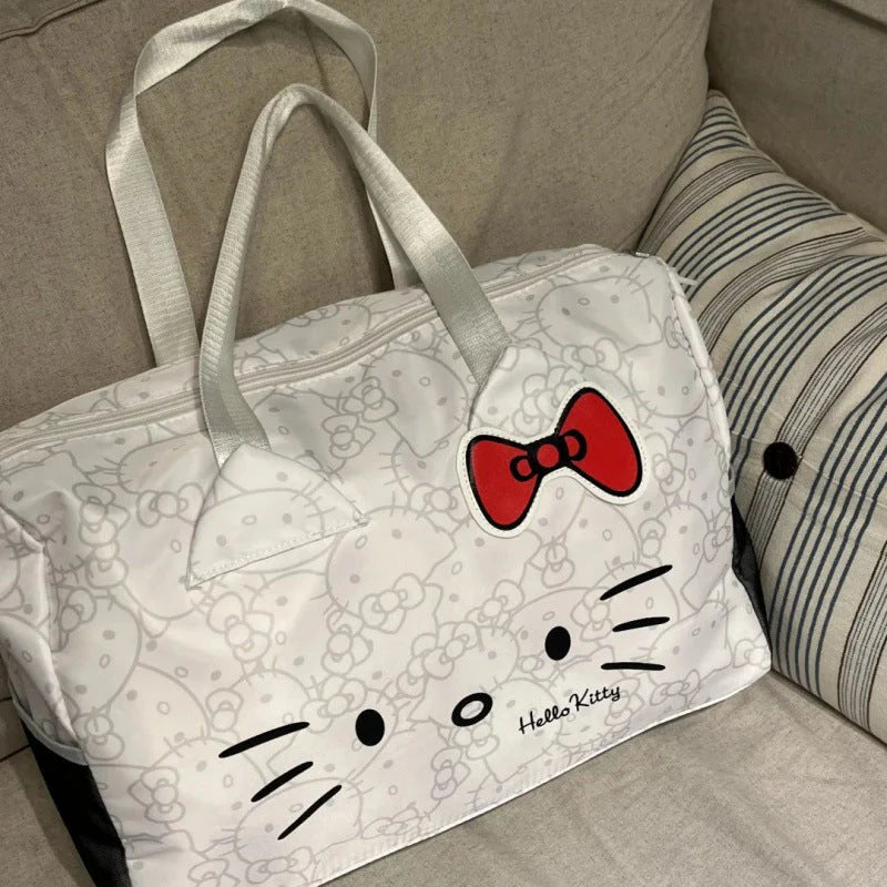 Hello Kitty Large Travel Duffle Bag with Trolley Sleeve | Cute Kawaii Weekend Bag, Gym Bag, Overnight Luggage for Girls & Women