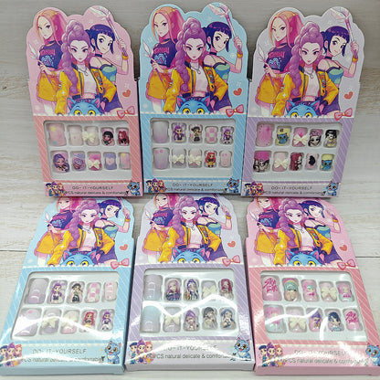 KPOP Demon Hunters Press On Nails Set – Kawaii Reusable Fake Nails for Girls | DIY Cartoon Nail Art Tips